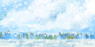 白色唯美冬日下雪风景雪花飞舞展板背景